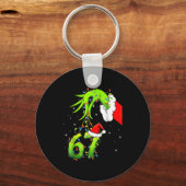 Funny Six Seven 6 7 Meme 67 Xmas Hand Christmas Co Schlüsselanhänger (Vorderseite)