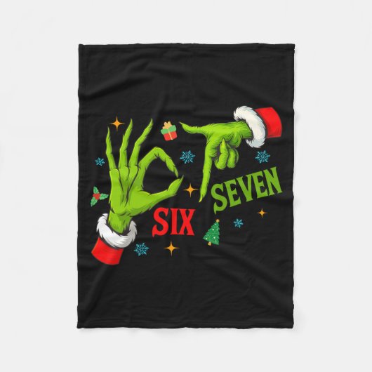 Funny Six Seven 6 7 Meme Christmas Funny Hands 6 7 Fleecedecke (Vorderseite)