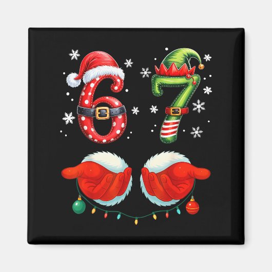 Funny Six Seven 6 7 Meme Christmas Humor Santa Elf Magnet (Vorne)