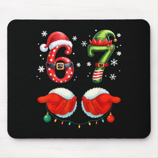 Funny Six Seven 6 7 Meme Christmas Humor Santa Elf Mousepad (Vorne)