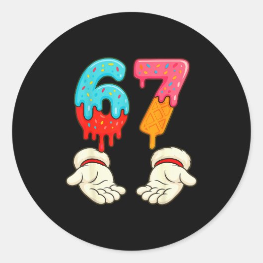 Funny Six Seven 6 7 Meme Christmas Ice Cream Drip Runder Aufkleber (Vorderseite)