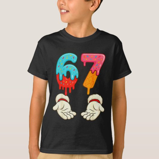 Funny Six Seven 6 7 Meme Christmas Ice Cream Drip T-Shirt (Vorderseite)