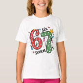 Funny Six Seven 6 7 Meme Christmas Lights Kids T-Shirt (Vorderseite)