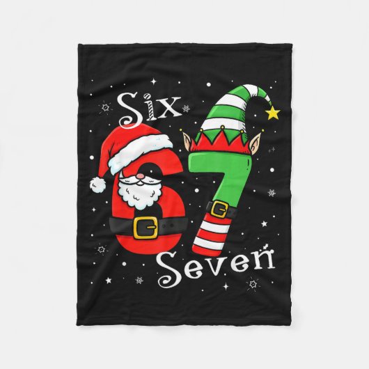 Funny Six Seven 6 7 Meme Christmas Santa Elf Numbe Fleecedecke (Vorderseite)