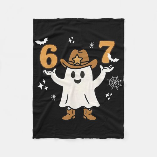 Funny Six Seven 6 7 Meme Cowboy Ghost Halloween Co Fleecedecke (Vorderseite)