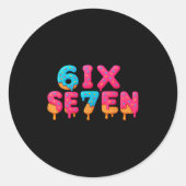 Funny Six Seven 6 7 Meme Design Runder Aufkleber (Vorderseite)