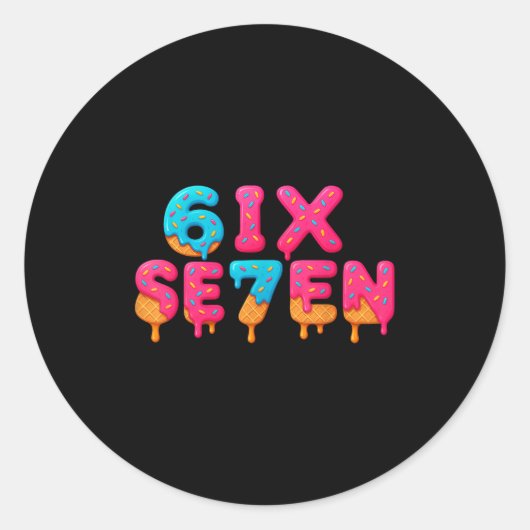 Funny Six Seven 6 7 Meme Design Runder Aufkleber (Vorderseite)
