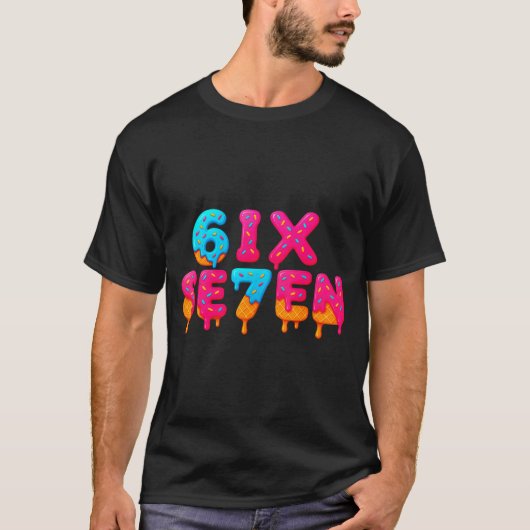 Funny Six Seven 6 7 Meme Design T-Shirt (Vorderseite)