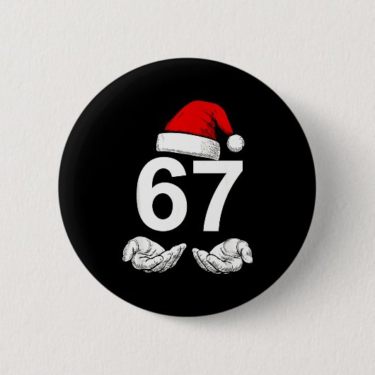 Funny Six Seven 6 7 Meme Gen Alpha Slang Christmas Button (Vorderseite)