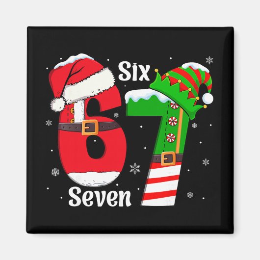 Funny Six Seven 6 7 Meme Gen Alpha Slang Santa Elf Magnet (Vorne)