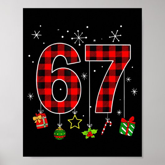 Funny Six Seven 6 7 Meme Humor 67 Red Plaid Christ Poster (Vorne)
