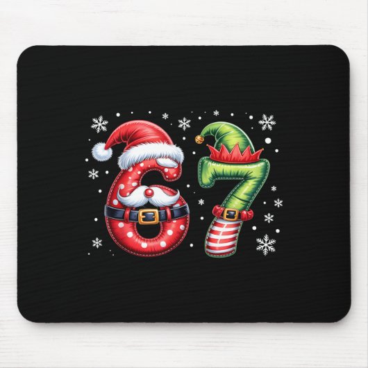 Funny Six Seven 6 7 Meme Humor Santa Elf 67 Christ Mousepad (Vorne)