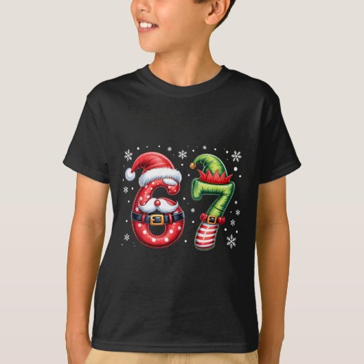 Funny Six Seven 6 7 Meme Humor Santa Elf 67 Christ T-Shirt (Vorderseite)