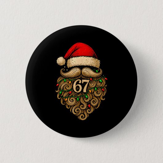 Funny Six Seven 6 7 Meme Santa Beard Christmas Men Button (Vorderseite)