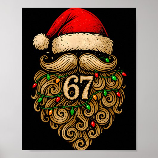 Funny Six Seven 6 7 Meme Santa Beard Christmas Men Poster (Vorne)