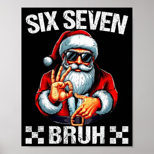 Funny Six Seven 6 7 Meme Santa Christmas Shirt Men Poster (Vorne)