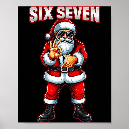 Funny Six Seven 6 7 Meme Santa Christmas Shirt Men Poster (Vorne)