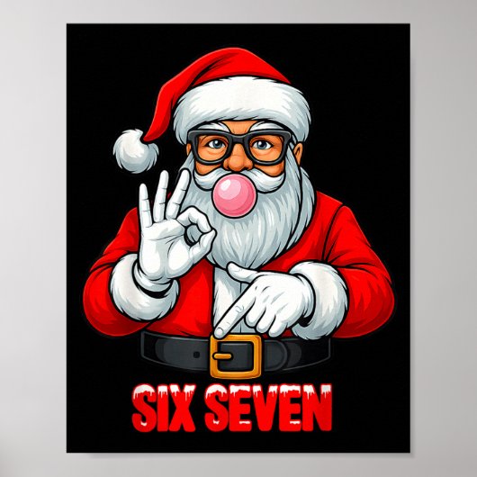 Funny Six Seven 6 7 Meme Santa Christmas Shirt Men Poster (Vorne)