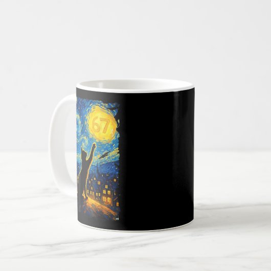 Funny Six Seven 6 7 Meme Starry Night Van Gogh Bla Kaffeetasse (Vorderseite Links)