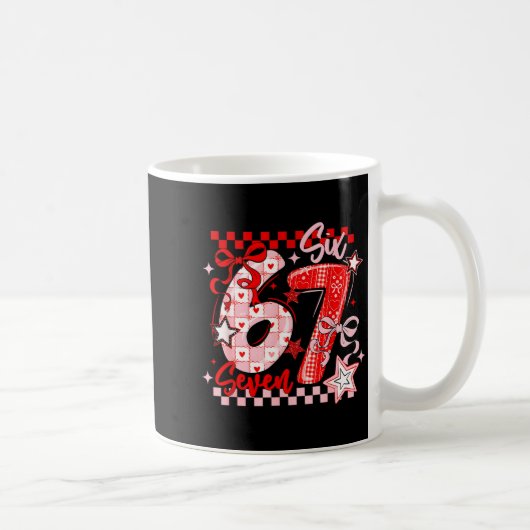 Funny Six Seven 6 7 Meme Valentine Girl  Kaffeetasse (Rechts)
