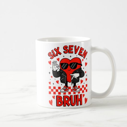 Funny Six Seven Bruh 6 7 Meme Valentines Heart Boy Kaffeetasse (Rechts)