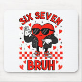 Funny Six Seven Bruh 6 7 Meme Valentines Heart Boy Mousepad (Vorne)