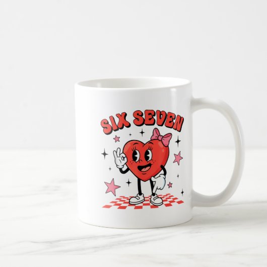 Funny Six Seven Cute Heart 67 Meme Valentine Kids Kaffeetasse (Rechts)