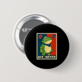 Funny Six Seven Frog 6 7 Meme Gen Alpha Slang Meme Button (Vorne & Hinten)