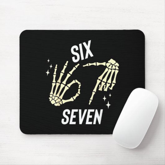 Funny Six Seven Gen Alpha Slang Meme 6 7 Skeleton Mousepad (Mit Mouse)