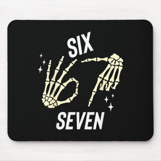 Funny Six Seven Gen Alpha Slang Meme 6 7 Skeleton Mousepad (Vorne)