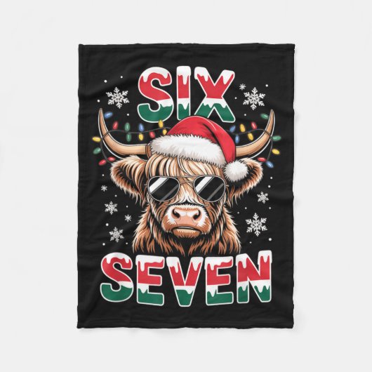 Funny Six Seven Highland Cow Christmas 67 Cool Xma Fleecedecke (Vorderseite)