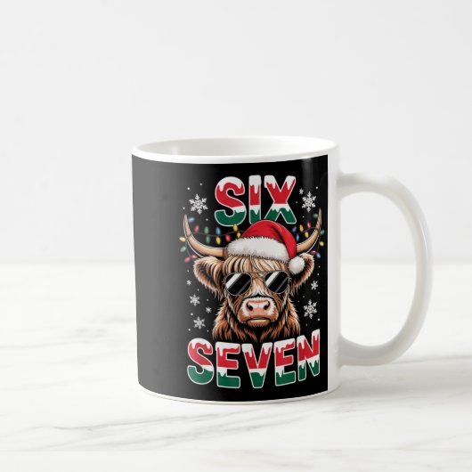 Funny Six Seven Highland Cow Christmas 67 Cool Xma Kaffeetasse (Rechts)