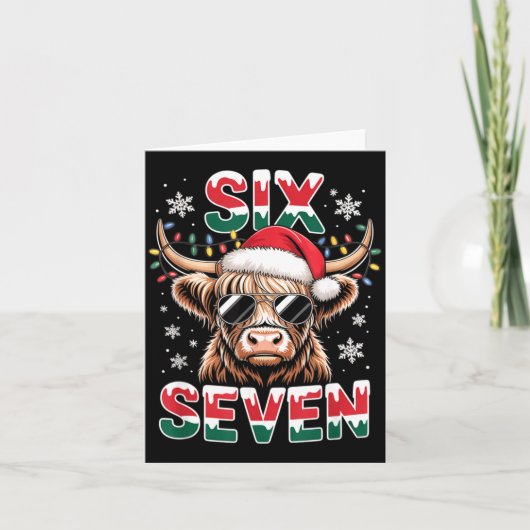 Funny Six Seven Highland Cow Christmas 67 Cool Xma Karte (Vorderseite)