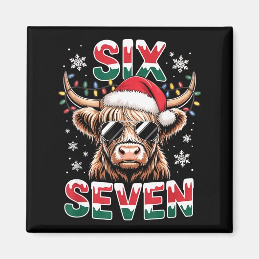 Funny Six Seven Highland Cow Christmas 67 Cool Xma Magnet (Vorne)