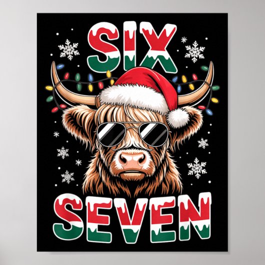 Funny Six Seven Highland Cow Christmas 67 Cool Xma Poster (Vorne)