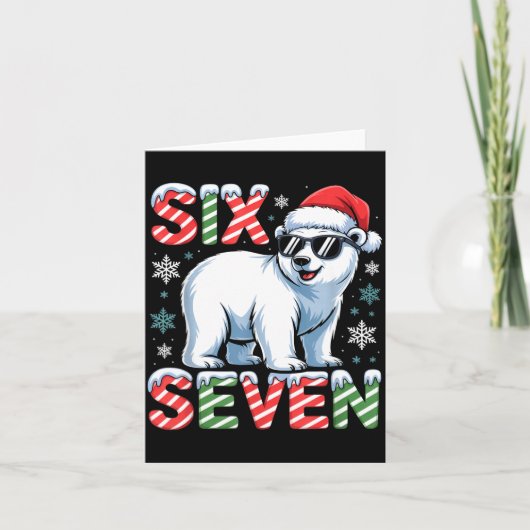 Funny Six Seven Lar Bear Christmas 67 Santa Hat Wi Karte (Vorderseite)