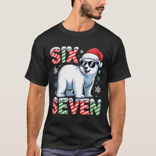 Funny Six Seven Lar Bear Christmas 67 Santa Hat Wi T-Shirt (Vorderseite)