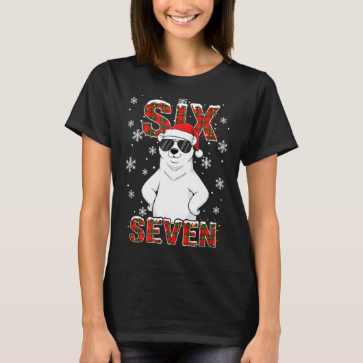 Funny Six Seven Lar Bear Christmas 67 Santa Hat Wi T-Shirt (Vorderseite)