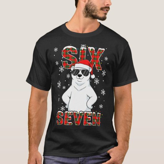 Funny Six Seven Lar Bear Christmas 67 Santa Hat Wi T-Shirt (Vorderseite)