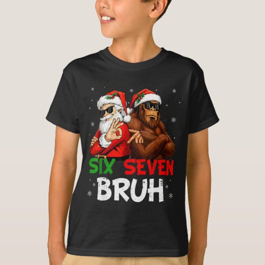 Funny Six Seven Meme 6 7 Bruh Santa Bigfoot Christ T-Shirt (Vorderseite)