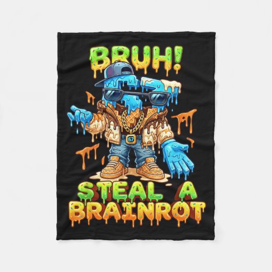 Funny Six Seven Meme - Bruh Steal A Brainrot - Fun Fleecedecke (Vorderseite)