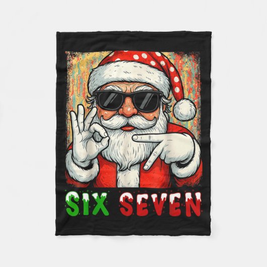 Funny Six Seven Meme Christmas Cool Santa Saying 6 Fleecedecke (Vorderseite)