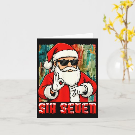 Funny Six Seven Meme Christmas Cool Santa Saying 6 Karte (Gelbe Blume)