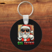 Funny Six Seven Meme Christmas Cool Santa Saying 6 Schlüsselanhänger (Vorderseite)