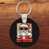Funny Six Seven Meme Christmas Cool Santa Saying 6 Schlüsselanhänger (Vorderseite)