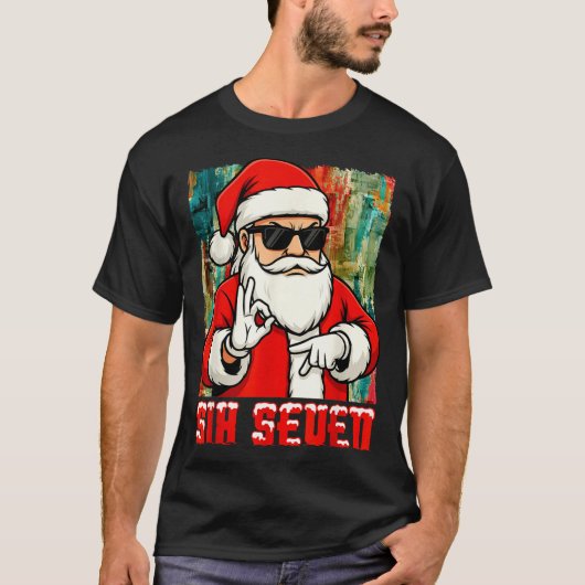 Funny Six Seven Meme Christmas Cool Santa Saying 6 T-Shirt (Vorderseite)