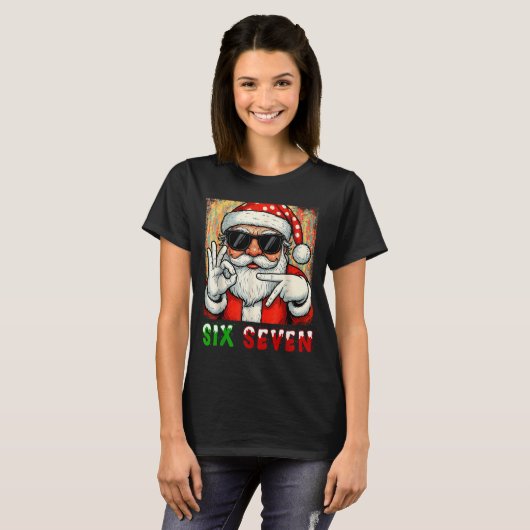 Funny Six Seven Meme Christmas Cool Santa Saying 6 T-Shirt (Vorne ganz)
