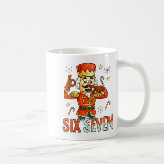 Funny Six Seven Meme Christmas Nutcracker Men Wome Kaffeetasse (Rechts)