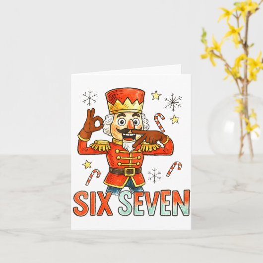 Funny Six Seven Meme Christmas Nutcracker Men Wome Karte (Gelbe Blume)