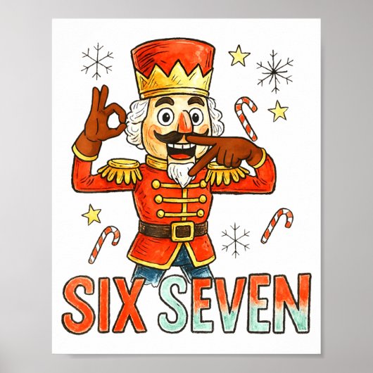 Funny Six Seven Meme Christmas Nutcracker Men Wome Poster (Vorne)
